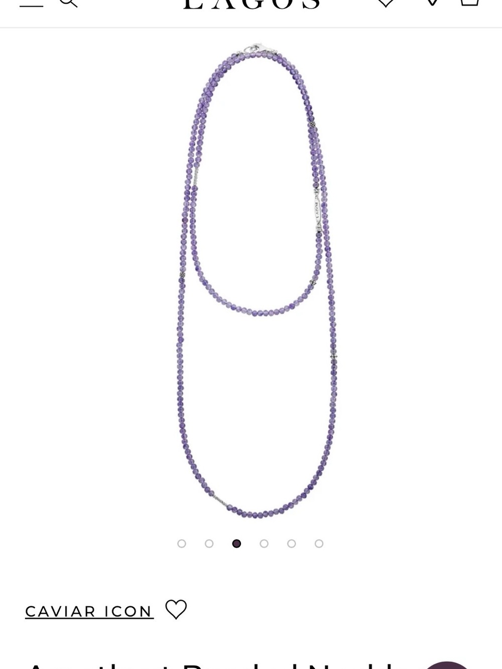 Lagos Amethyst caviar beaded necklace - Picture 9 of 10
